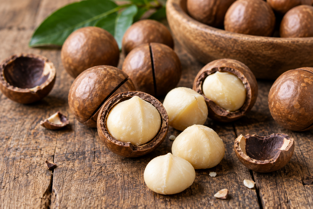 Noci di Macadamia al Gusto Vaniglia - Origine Cina - Cartone 5 Kg - Calibro 25